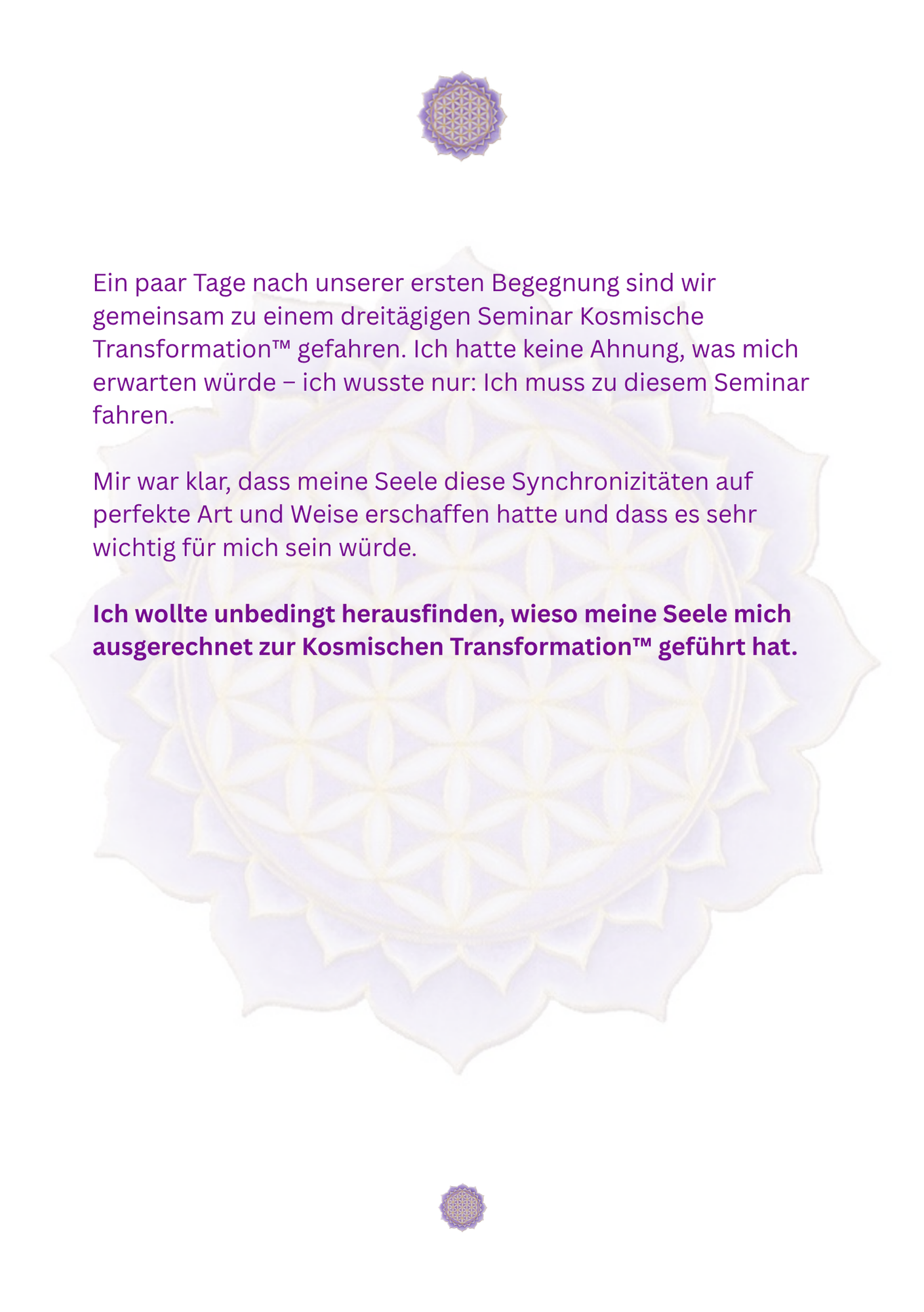 Zweite Seite der Leseprobe aus dem eBook Kosmische Transformation™ – Heilung darf einfach sein. Persönlicher Erfahrungsweg von Steffi Myriel Kieling – die innere Führung zur Kosmischen Transformation und der Beginn tiefgreifender Erinnerung.