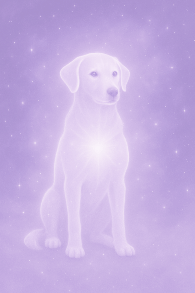 Lila Lichtdarstellung eines Hundes als energetisches Tier-Symbol