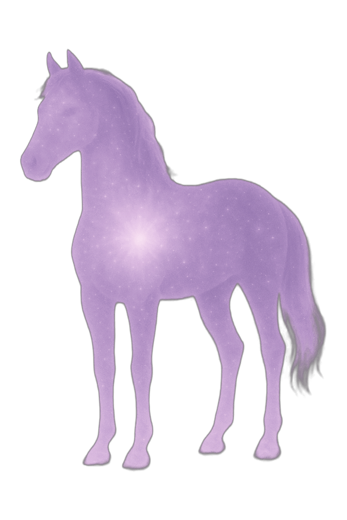 Violette Illustration eines Pferdes als energetisches Motiv