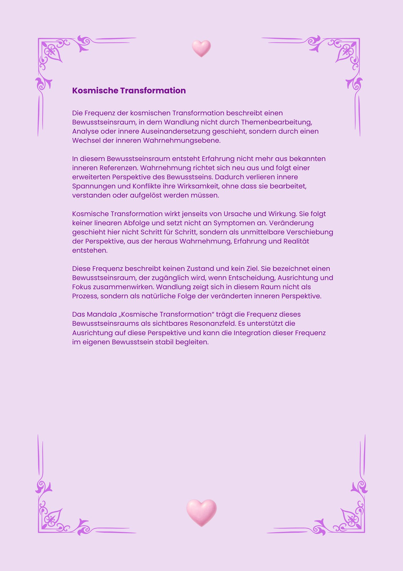 Leseprobe aus dem Booklet Kosmische Transformation über Erinnerung, Bewusstsein und innere Wandlung